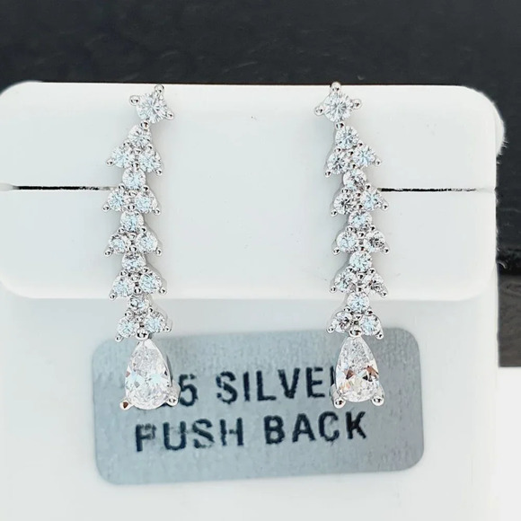 925 sterling silver luxury CZ earrings for women/girls, Best forRJUS2204 - Picture 1 of 9